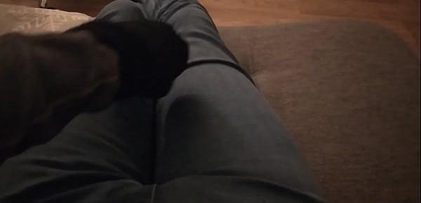  ASMR FOOT and LEGS with jeans scratching moaning